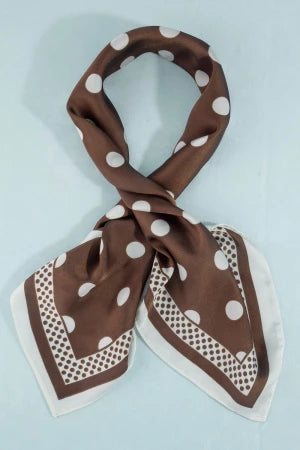 Polka Dot w/ Dotted Border Print Satin Square Scarf