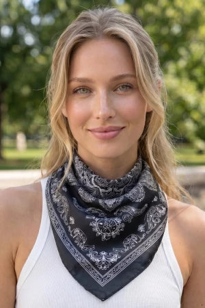 Paisley Mandala Print Square Neck Scarf (2 Colors)
