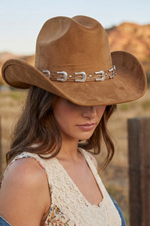Tiny Buckle Detail Cowboy Hat (3 Colors)