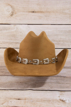 Tiny Buckle Detail Cowboy Hat (3 Colors)