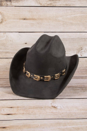Tiny Buckle Detail Cowboy Hat (3 Colors)