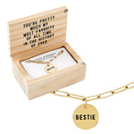 Wooden Gift Box "Bestie" Pendant Link Necklace