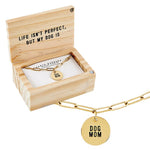 Wooden Gift Box "Dog Mom" Pendant Link Necklace