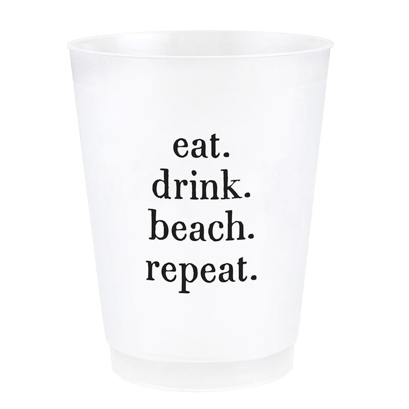 "Eat. Drink. Beach. Repeat" Set of 8 Party Cups