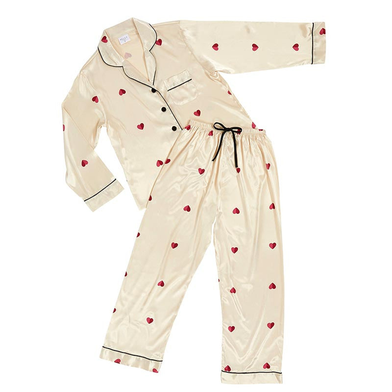 Long Sleeve Heart Print PJ Set