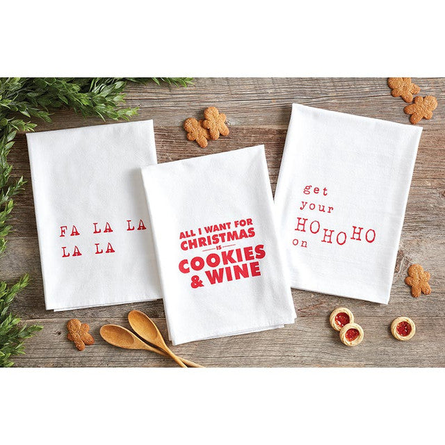 "All I Want For Christmas Is Cookies & Wine" Thirsty Boy Towel