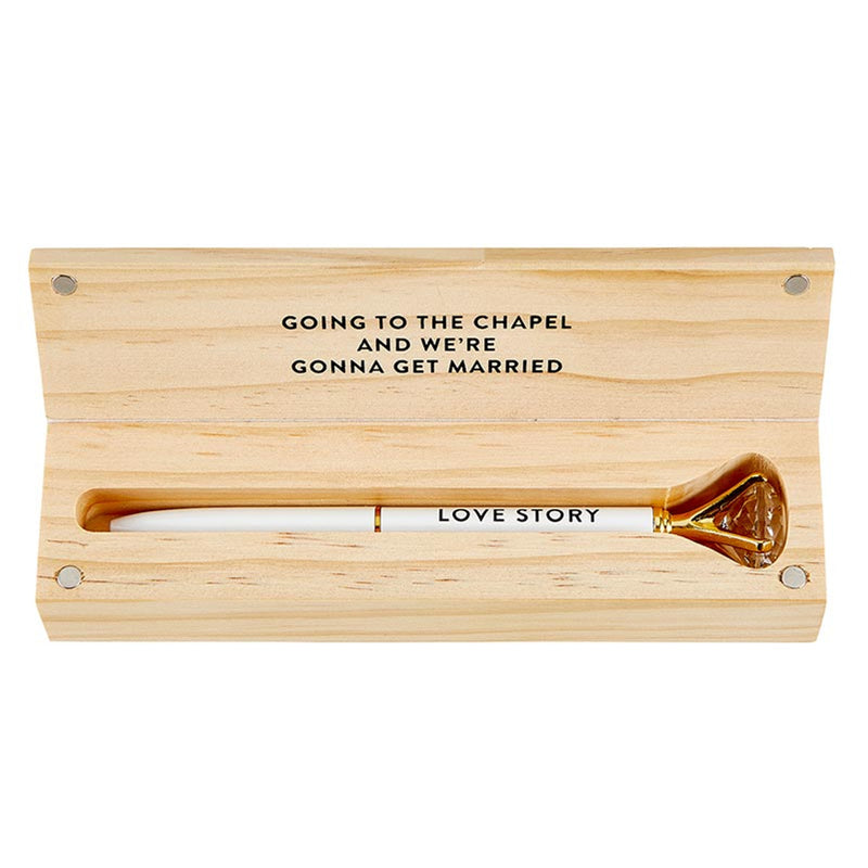 "Love Story" Gem Pen in Wooden Box