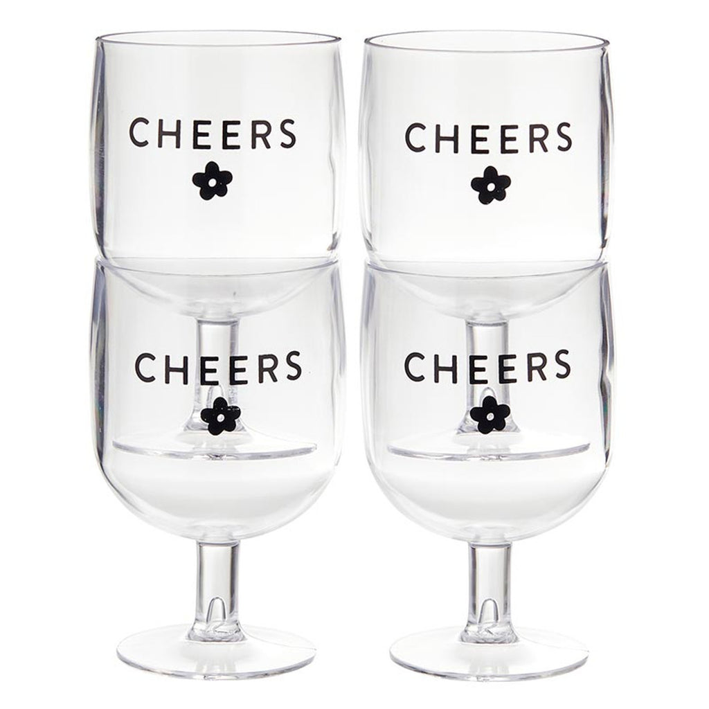 Stackable Acrylic Wine Glasses 10oz (Set of 4) - Cheers