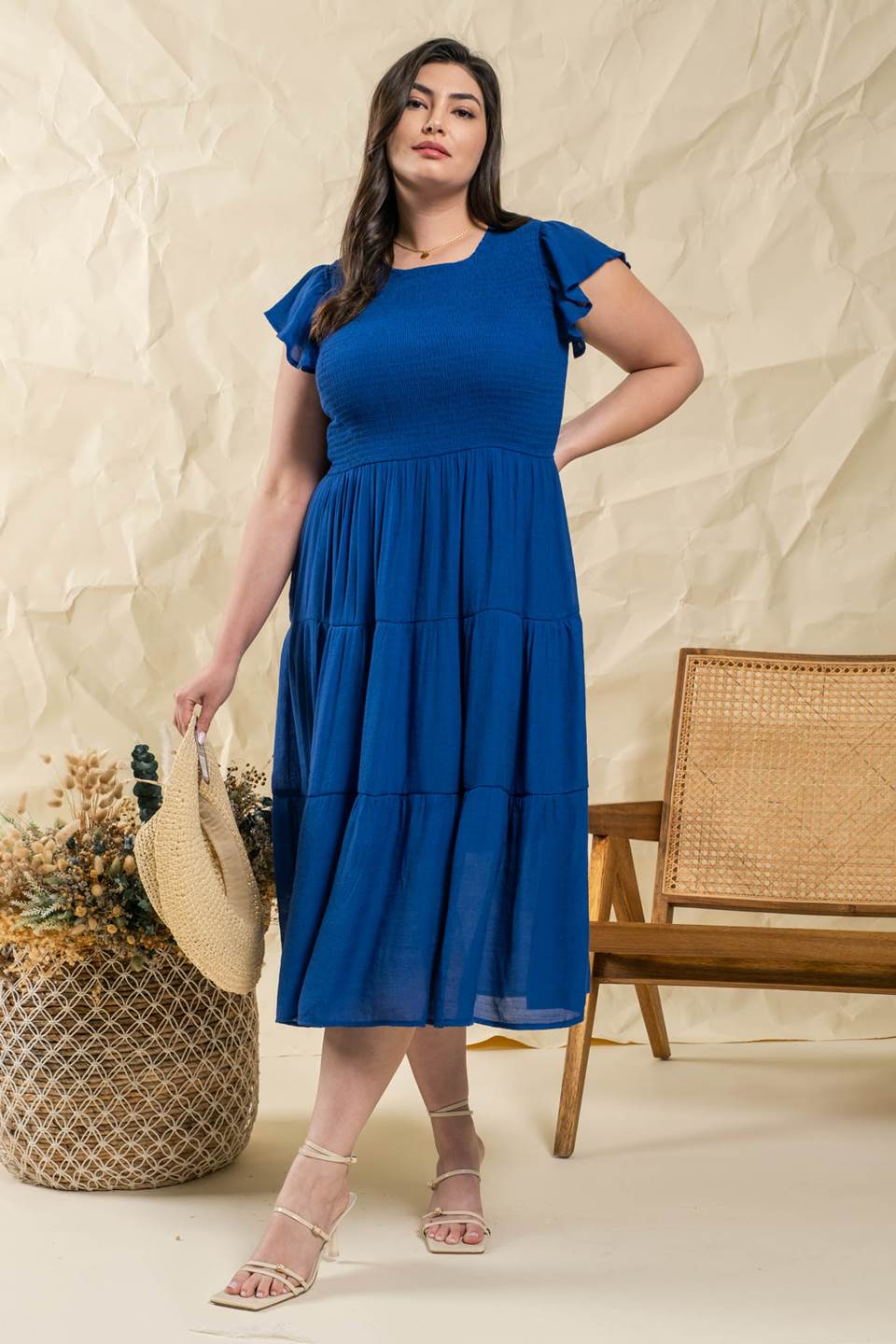 Navy blue sundress plus size sale