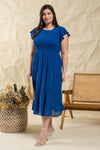 Smocked Tiered Midi Dress (Plus Size - Royal Blue)