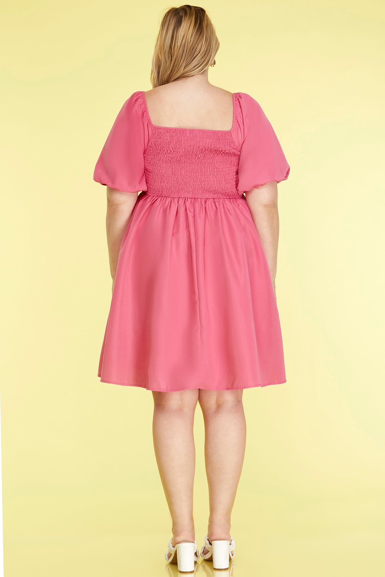 Puff Sleeve Square Neck Babydoll Dress (XL - 2XL)