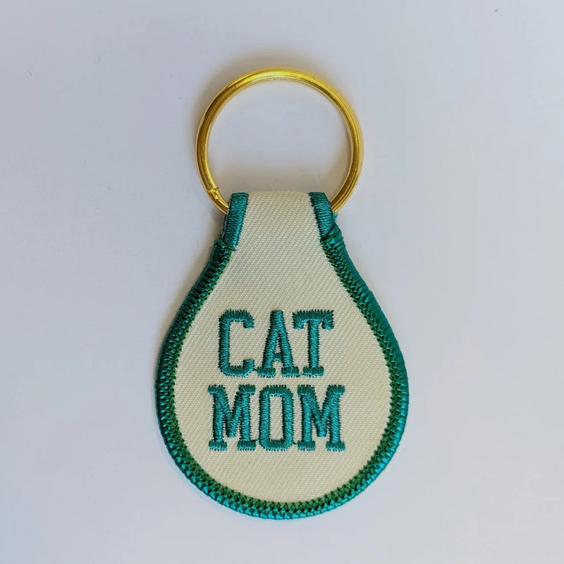 "Cat Mom" Embroidered Key Tag