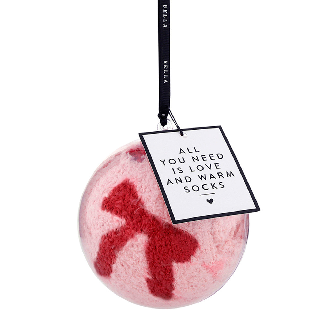 Cozy Socks Ornament - Blush Bows