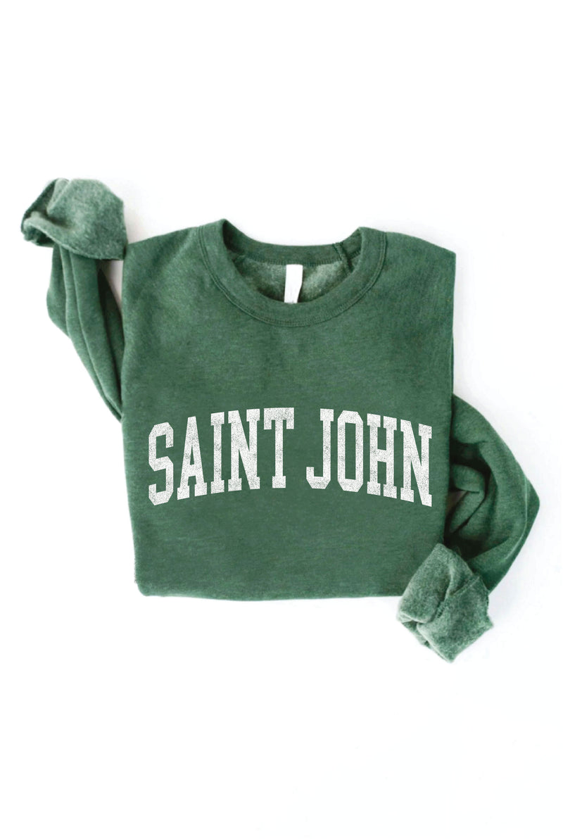 Unisex Saint John Sweatshirt (Block) - Heather Forest