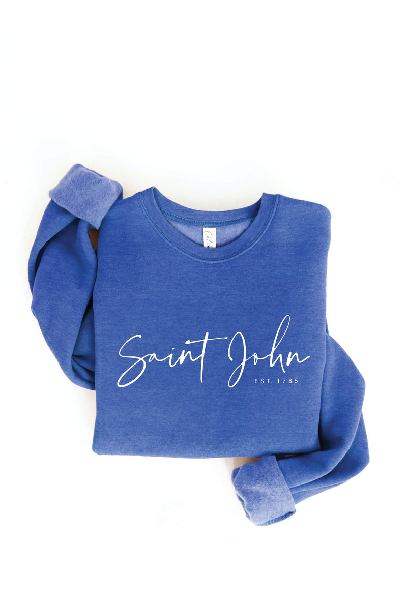 Unisex Saint John Sweatshirt (Script) - Heather Royal