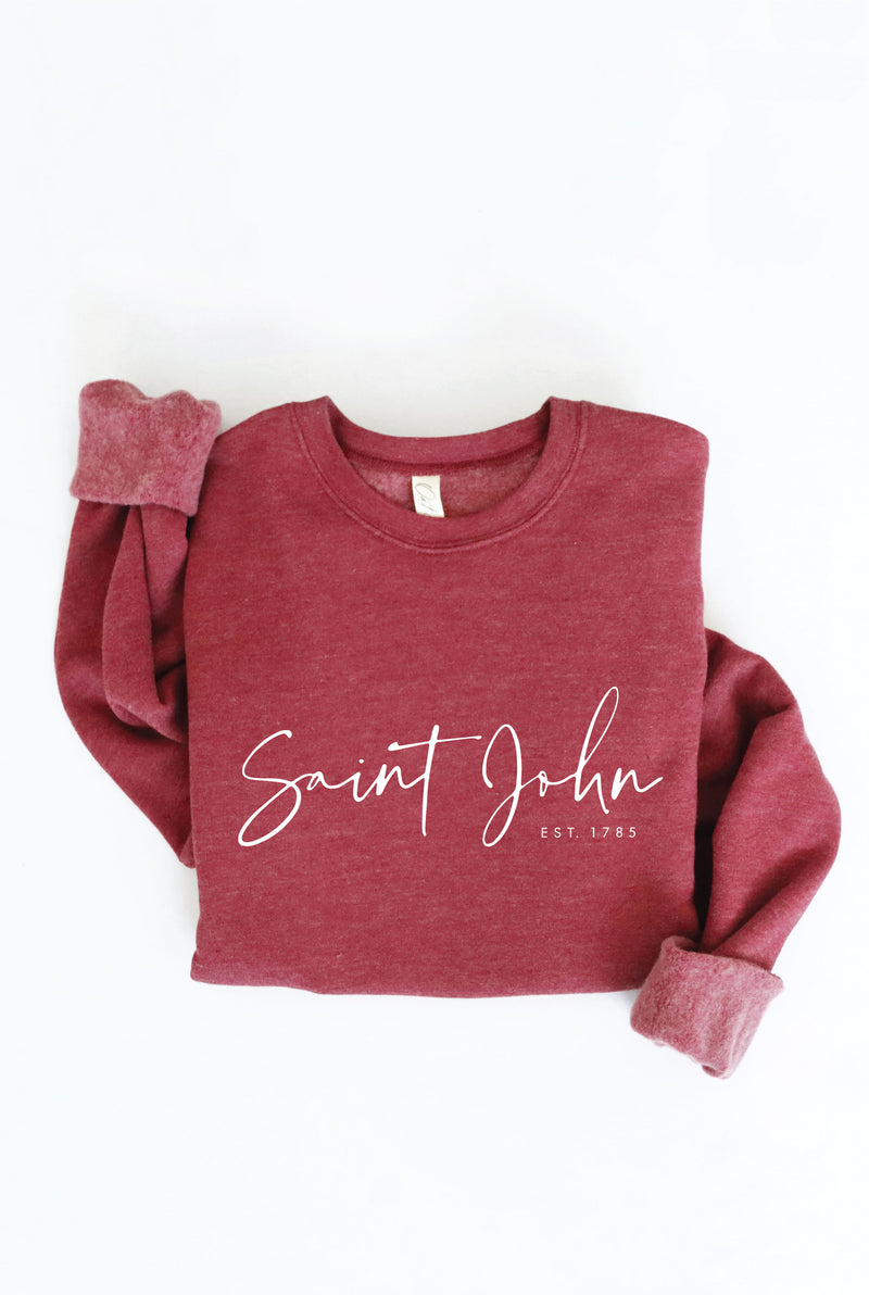 Unisex Saint John Sweatshirt (Script) - Maroon