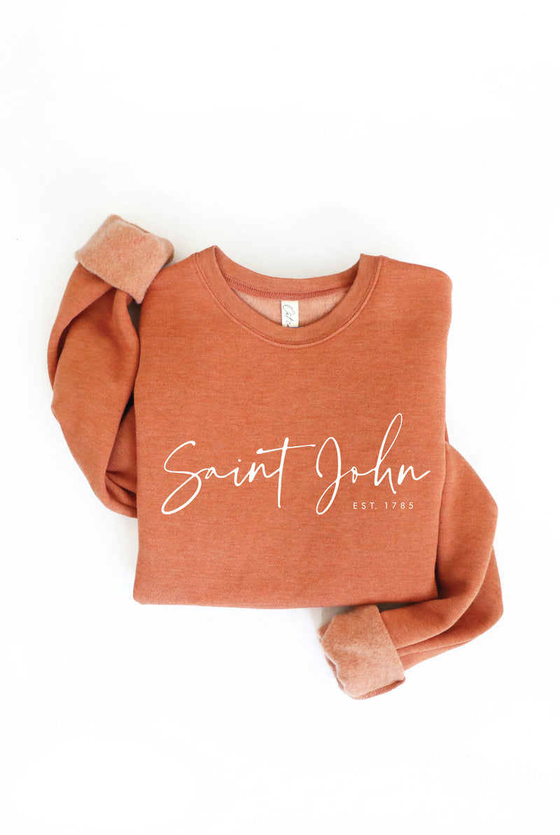 Unisex Saint John Sweatshirt (Script) - Autumn Leaf