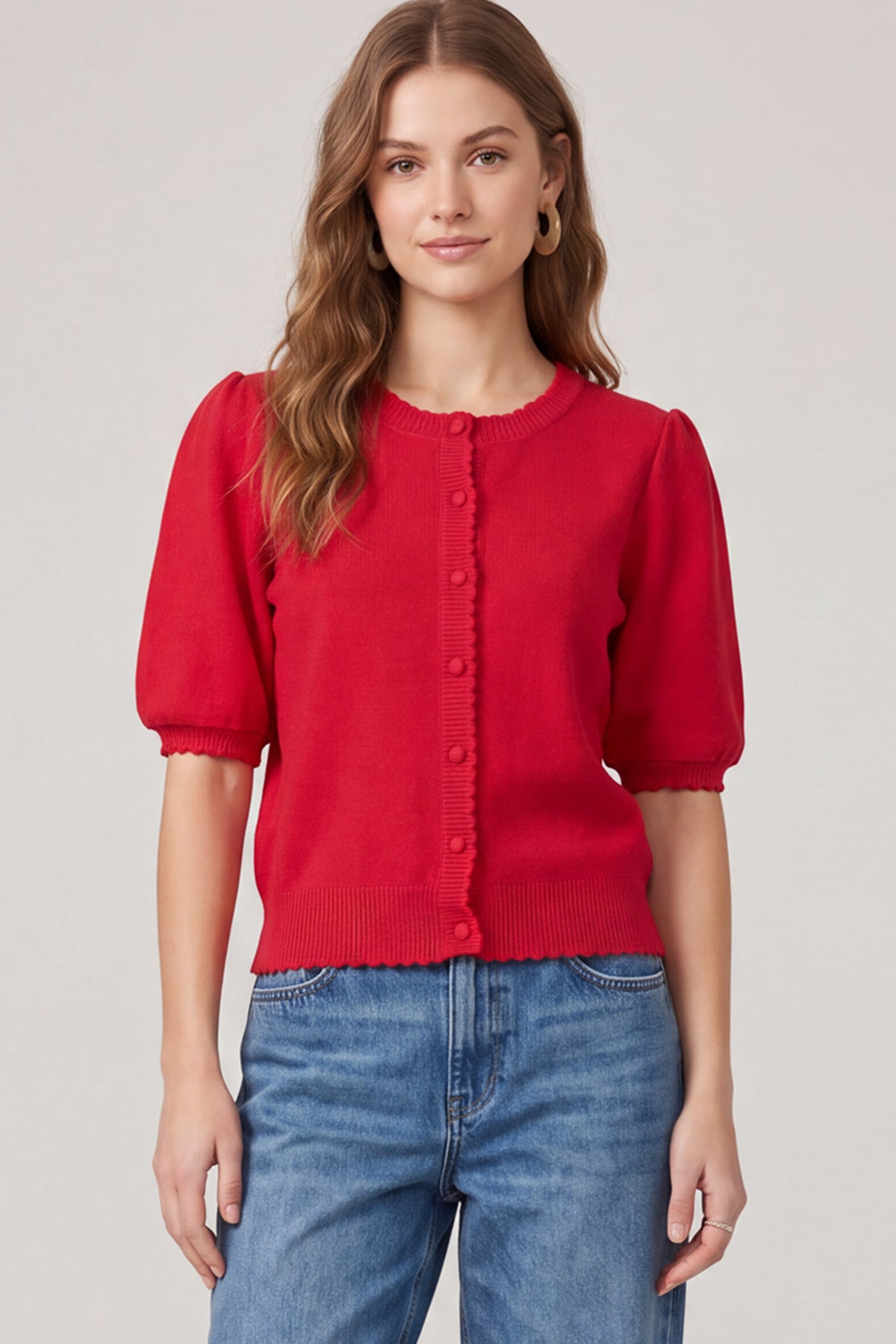 Short Sleeve Button Front Cardigan