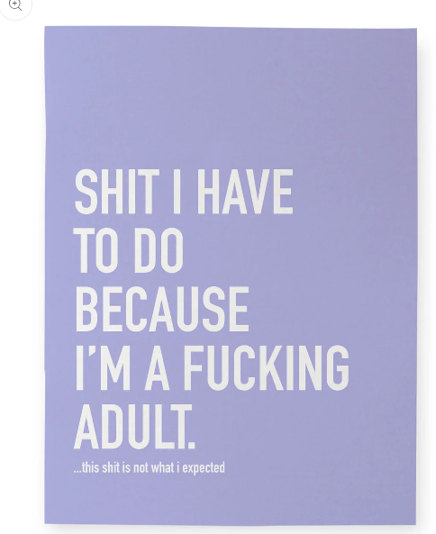 "Shit I Have to do Because I'm a Fucking Adult" Notebook