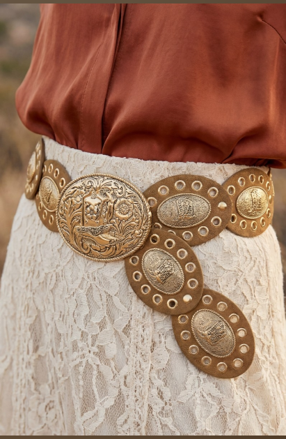 Grommet Oval Belt w/ Cowboy Boots Buckle (2 Colors)