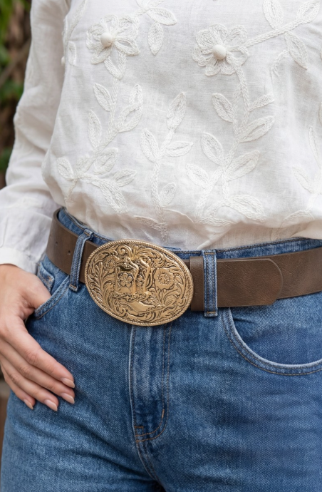 Vegan Leather Western Cowboy Boot Buckle Belt (3 Colors)