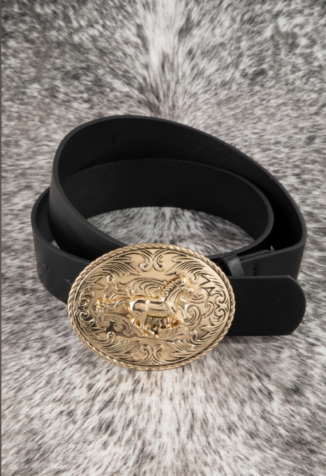 Western Horse Medallion Buckle Belt (2 Colors)