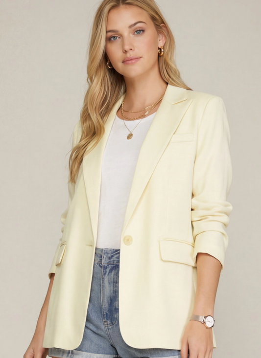 Single Breasted Woven Blazer (Off White)