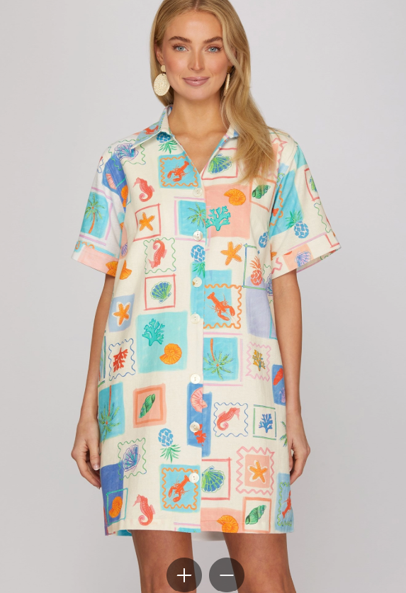 Coastal Short Sleeve Dress (Small - Large)