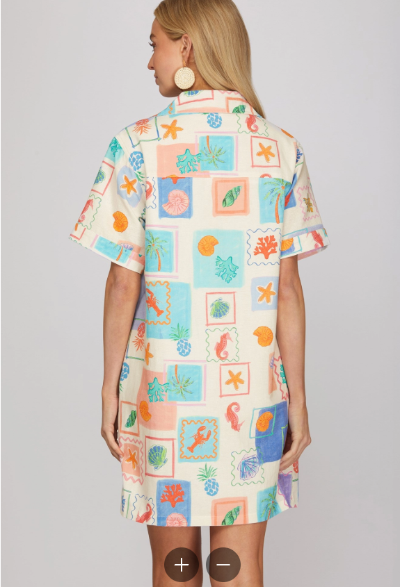 Coastal Short Sleeve Dress (Small - Large)