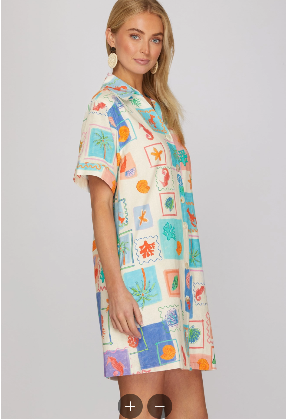 Coastal Short Sleeve Dress (Small - Large)