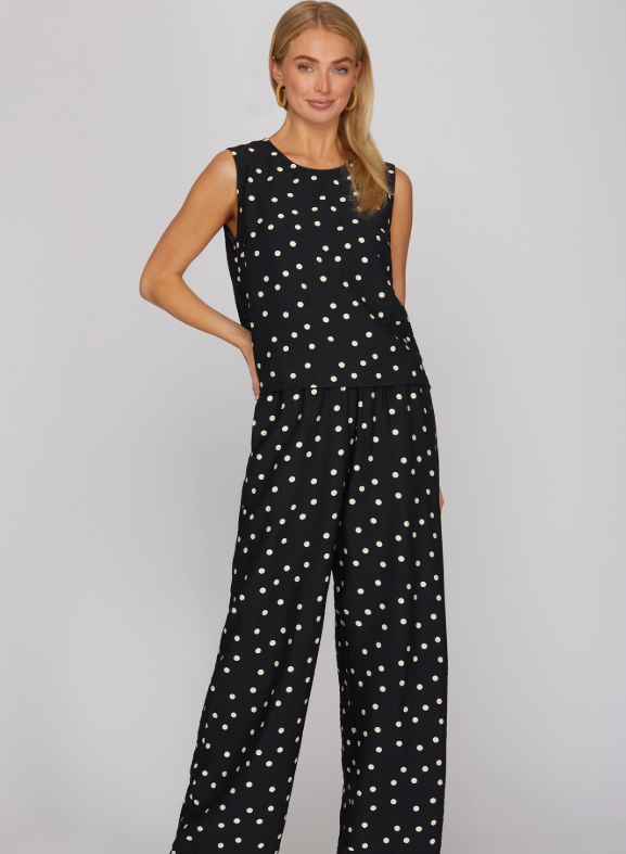 Black & White Polka Dot Sleeveless Top