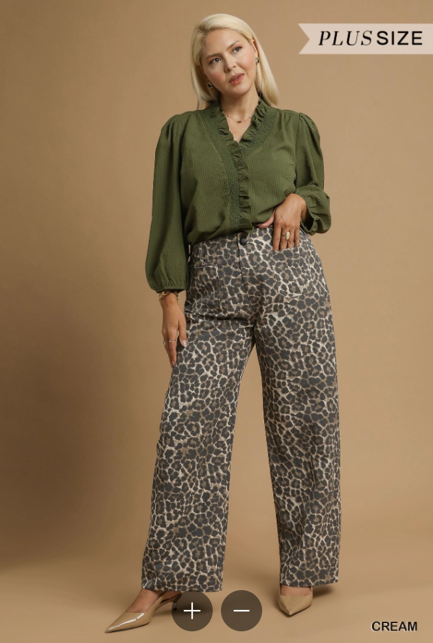 High Rise Wide Leg Leopard Print Pants (XL - 2X)