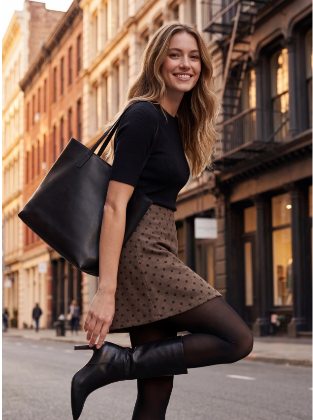 Fall Polka Dot Mini Skirt