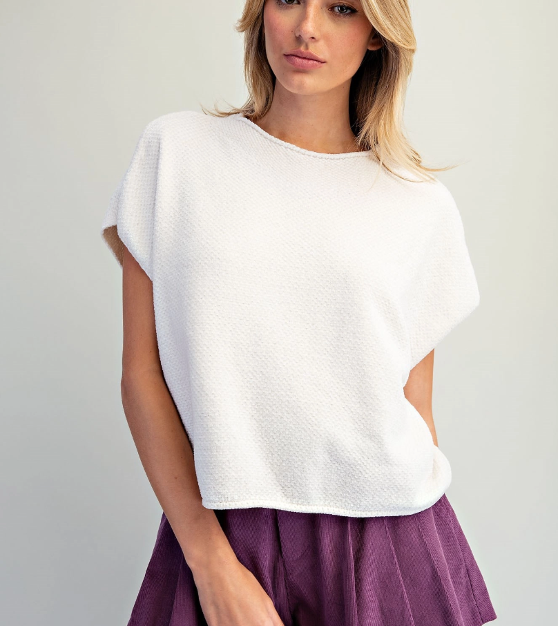 Textured Cap Sleeve Knit Top