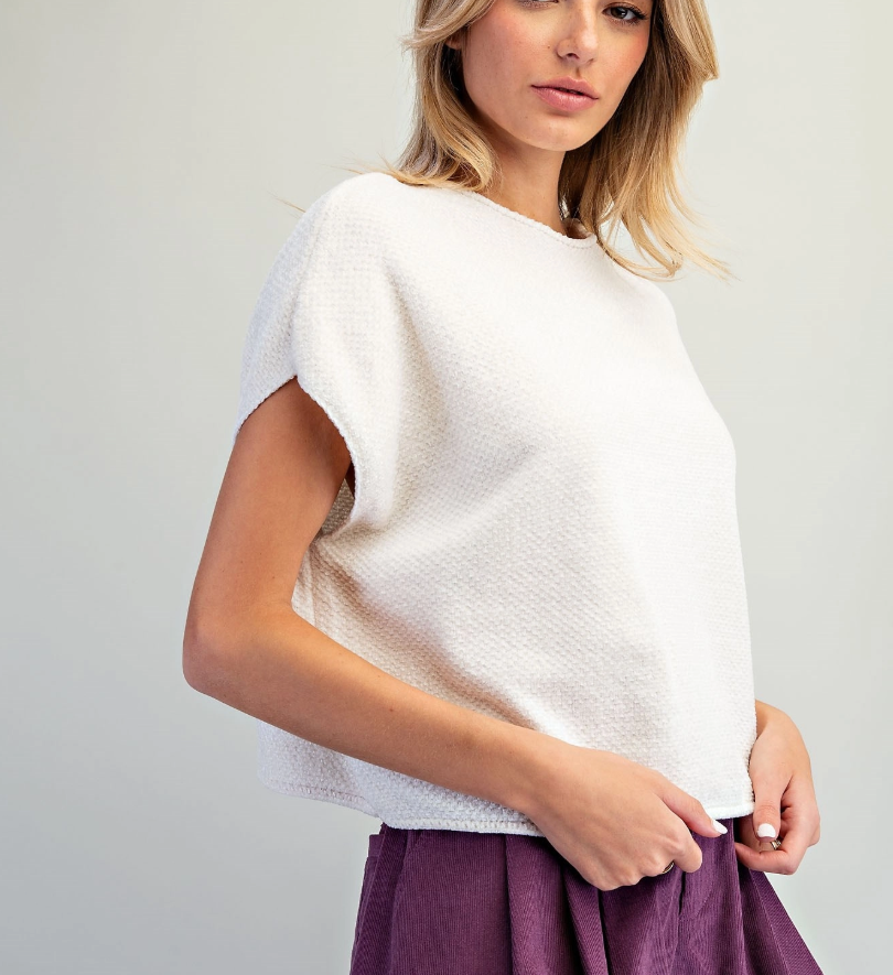 Textured Cap Sleeve Knit Top
