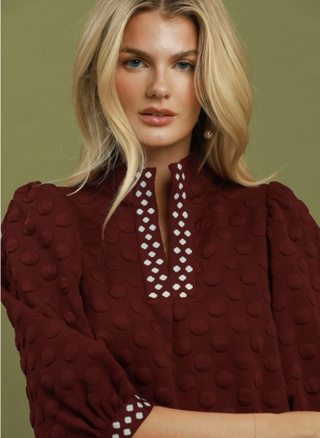 Jacquard Textured Polka Dot Shift Dress