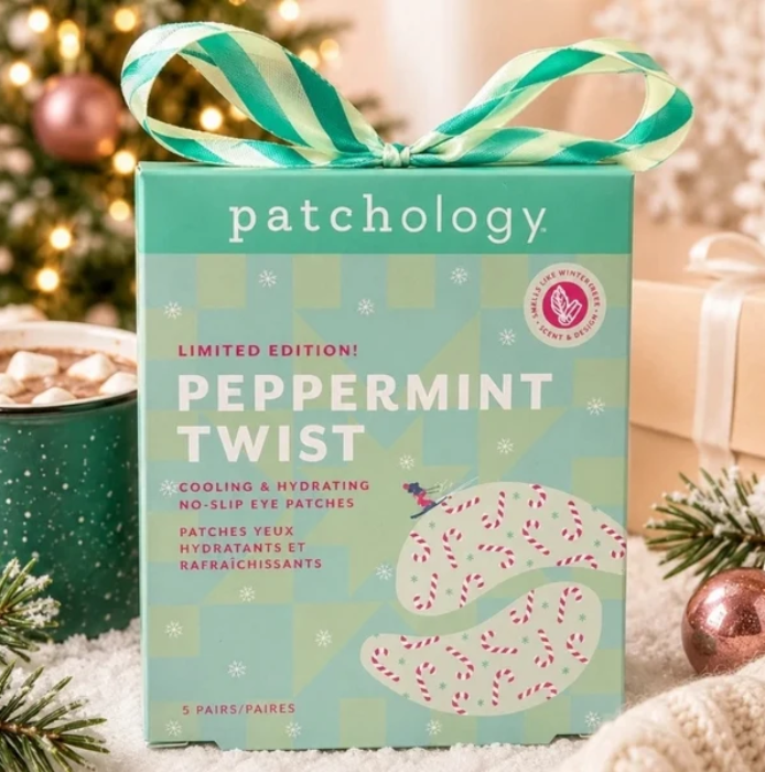 Patchology || Limited Edition "Peppermint Twist" Candy Cane Inspired Cooling & Hydrating No-Slip Eye Patches (5 Pack)