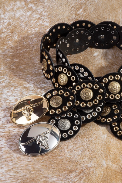 Longhorn Buckle Western Grommet Belt (2 Colors)