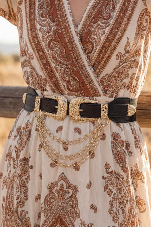 Gold Hardware Black Stretch Wide Width Belt