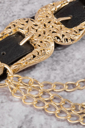 Gold Hardware Black Stretch Wide Width Belt