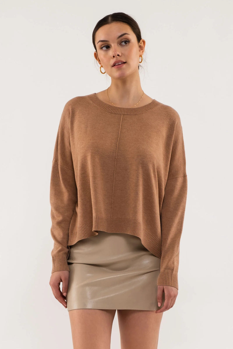 Drop Shoulder Round Neck Lightweight Sweater (Plus Size - Sienna)
