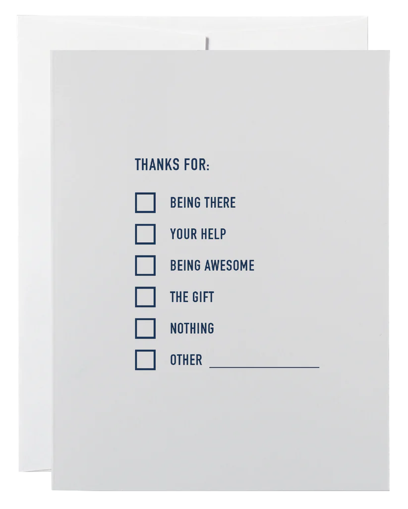 *Canadian Brand* | "Thanks For:" Checklist Thank You Card