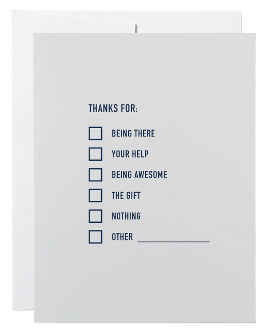*Canadian Brand* | "Thanks For:" Checklist Thank You Card