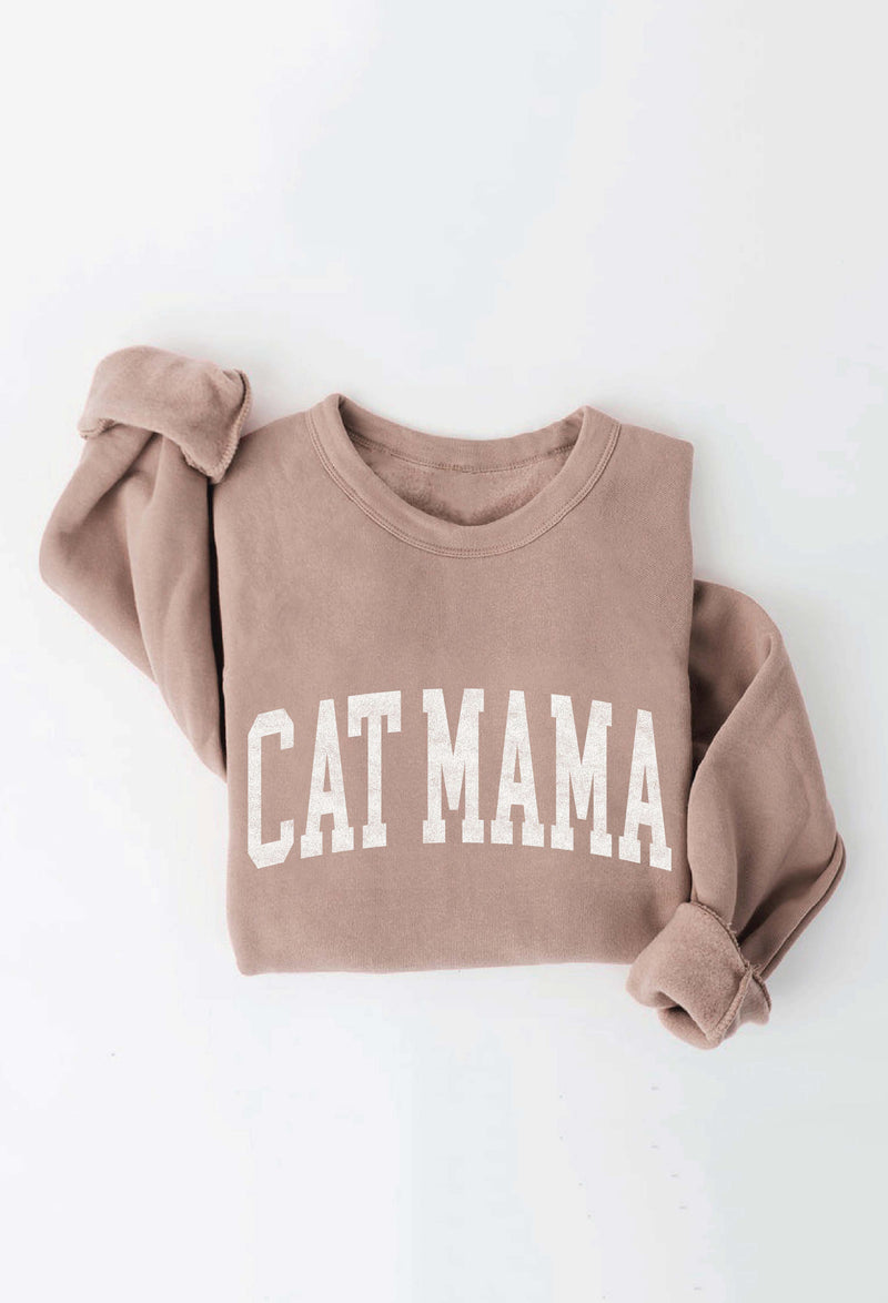 Cat Mama Graphic Sweatshirt - Tan