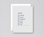 "Thanks For . ." Checklist Greeting Card