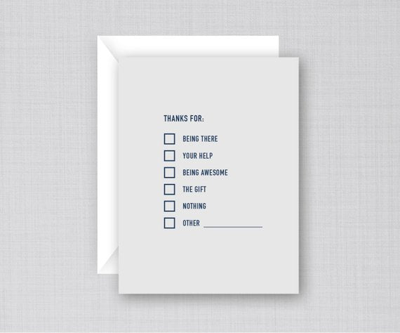 "Thanks For . ." Checklist Greeting Card