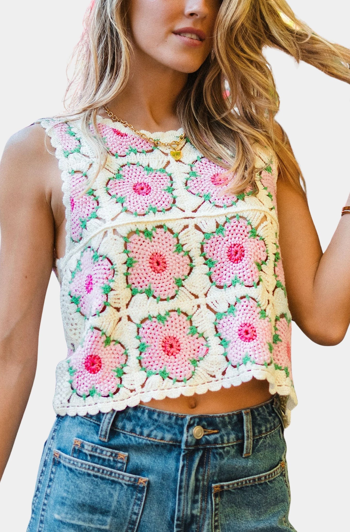Floral Crochet Tank Top