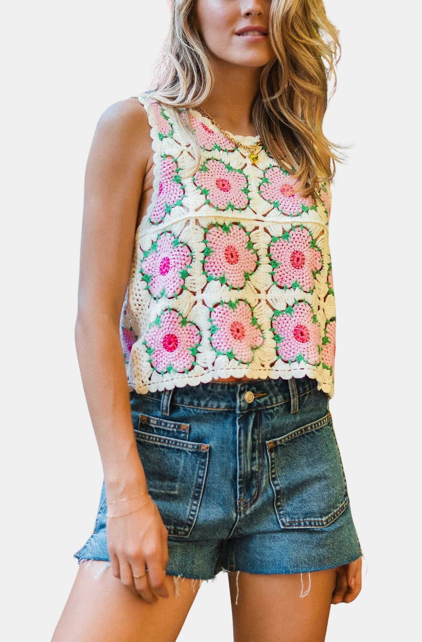 Floral Crochet Tank Top