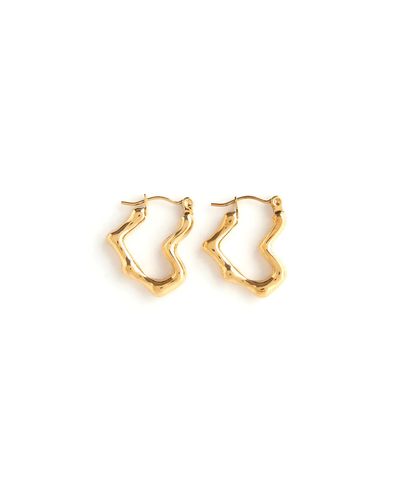 WINSLET | GOLD IRREGULAR HEART HOOP EARRINGS