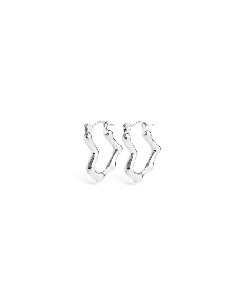 WINSLET | SILVER IRREGULAR HEART HOOP EARRINGS